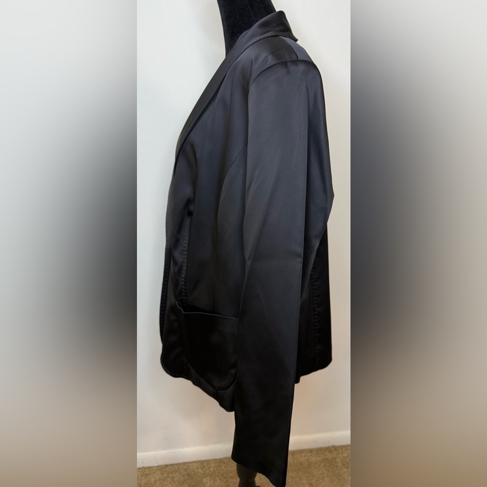 Context Woman plus size Black satin formal tuxedo like Black jacket lapel 14W EC - Picture 6 of 10